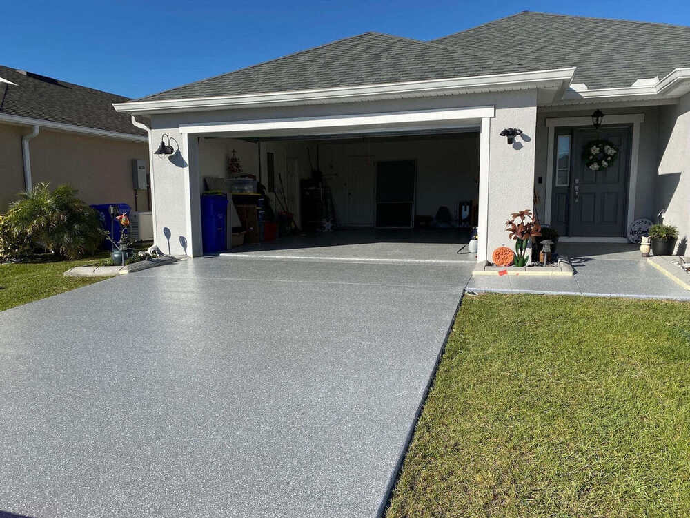 Finished outdoor patio coating